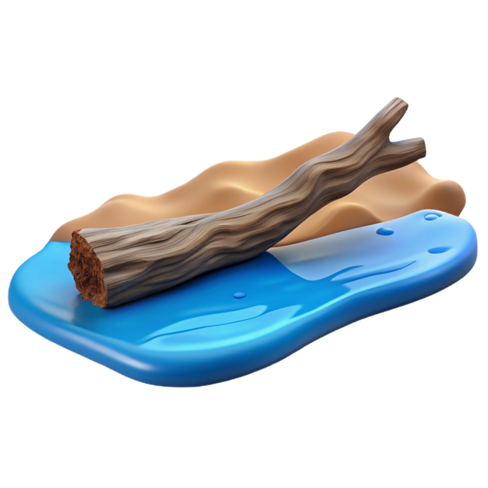 magnificent traditional magnificent minimalist 3D Render Driftwood on Blue and Beige Abstract Background original genuine png