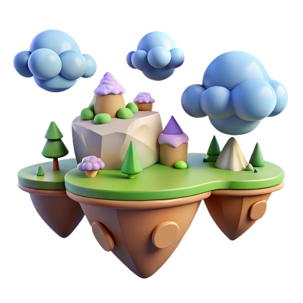 impressive minimalist stunning minimalist Cartoon 3D Island Landscape high resolution authentic png