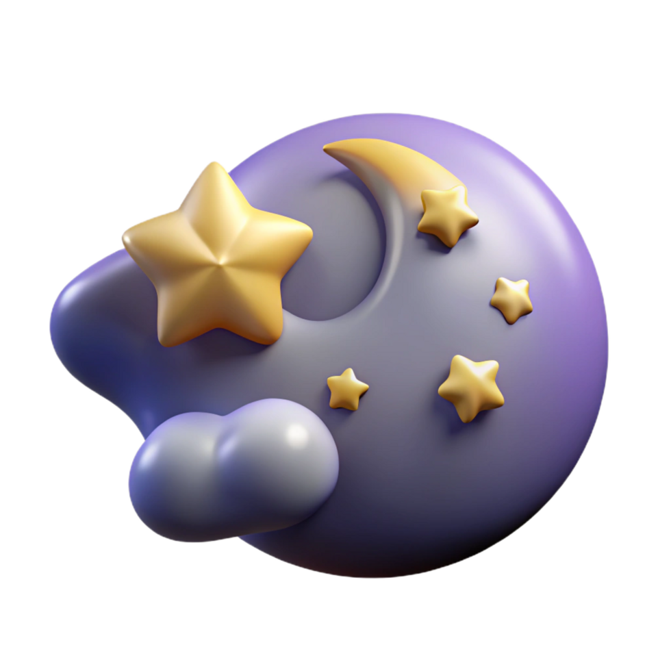 extraordinary artistic dramatic vintage 3D Night Sky Render Moon Stars Clouds 4K high quality png
