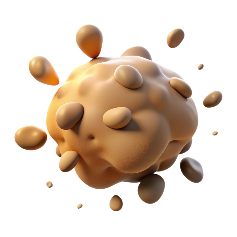 vibrant contemporary serene modern Abstract 3D Render of Beige Blob detailed genuine png