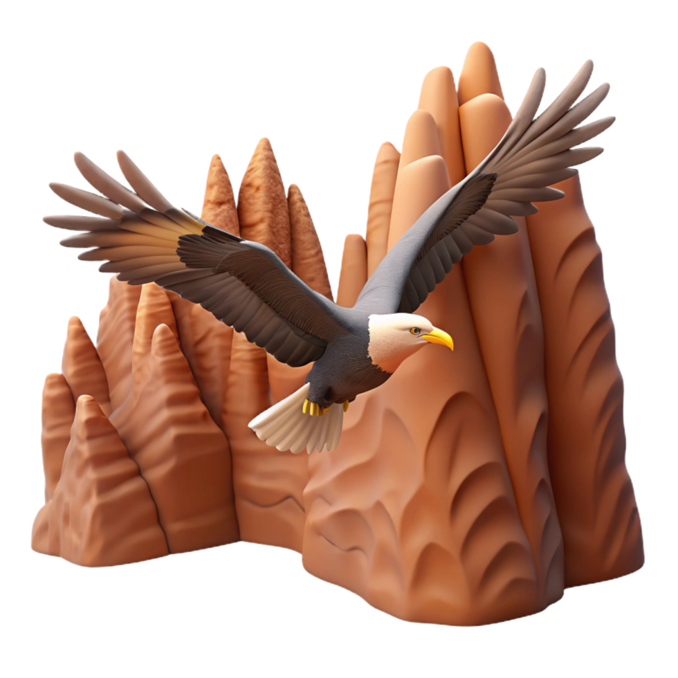 vibrant creative beautiful minimalist Majestic Eagle Soaring 3D Render premium genuine png