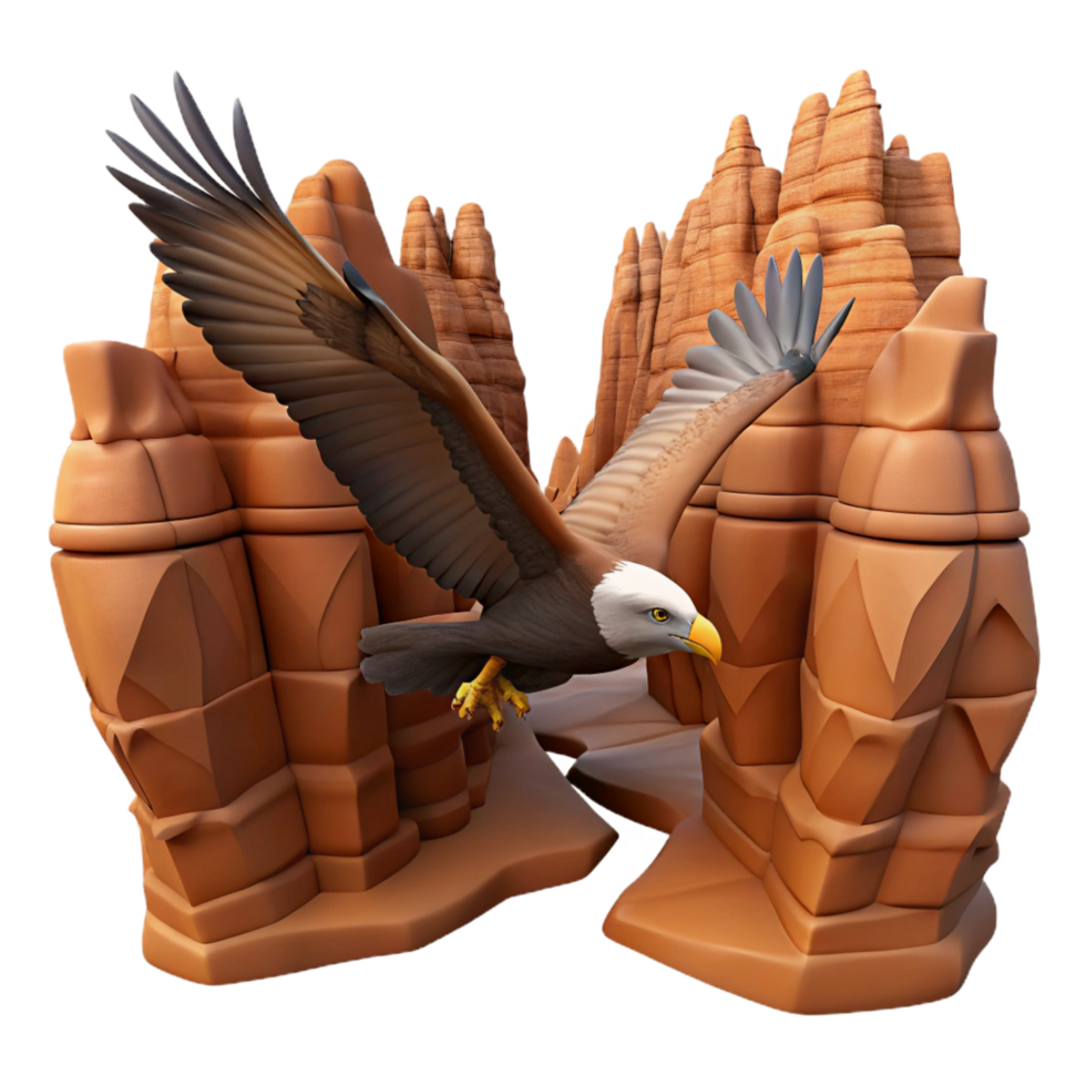 wonderful artistic magnificent minimalist Eagle Soaring 3D Illustration high resolution genuine png