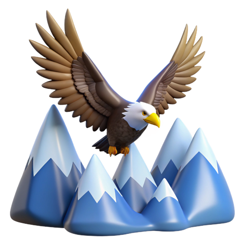 impressive artistic elegant creative Majestic Eagle Soaring Above Mountains 3D Illustration professional authentic png