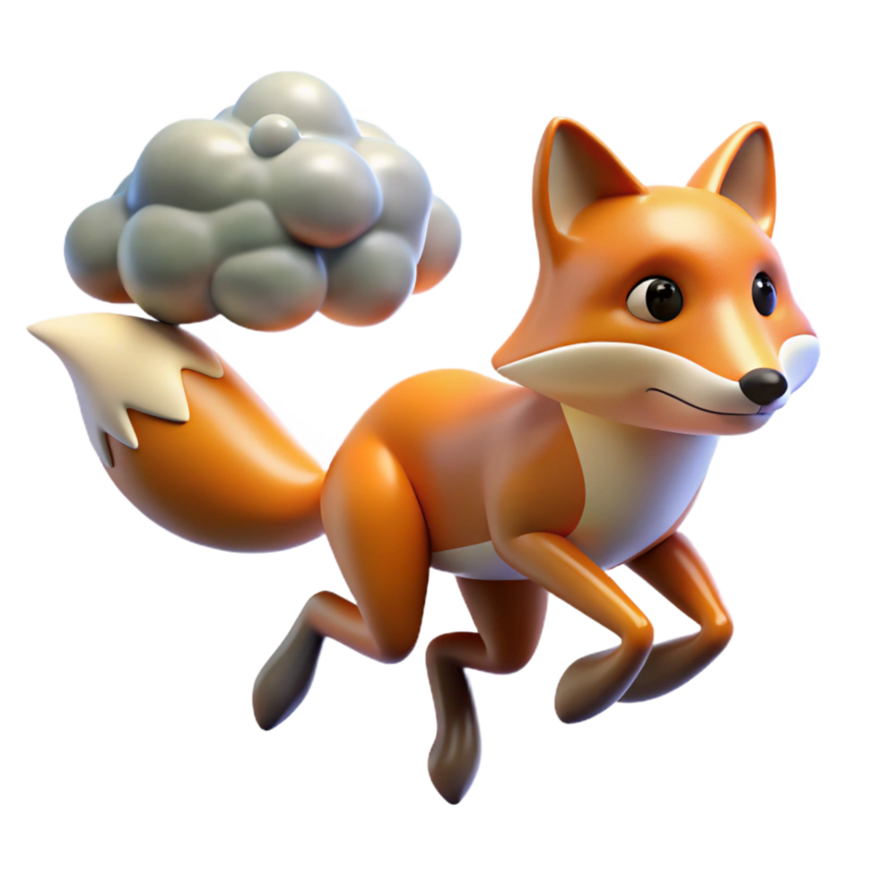 beautiful minimalist beautiful abstract Running Fox 3D Render detailed high resolution png