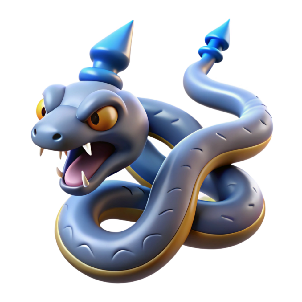 vibrant creative magnificent classic 3D Render Blue Cobra Illustration authentic 4K png
