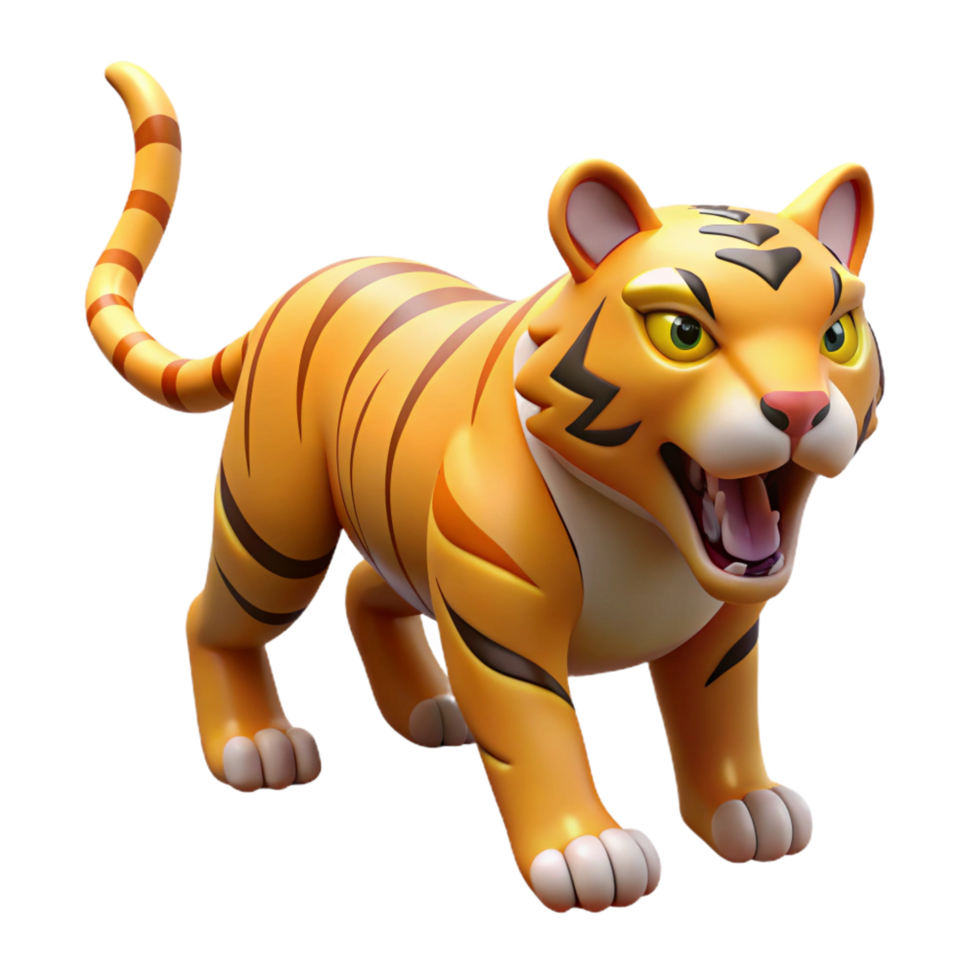 elegant modern elegant rustic Cartoon Tiger 3D Render high quality high quality png