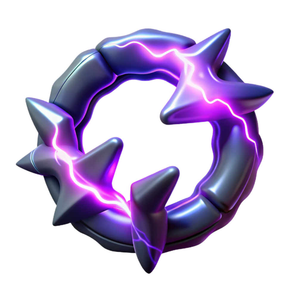 beautiful rustic impressive contemporary Abstract 3D Render Purple Lightning Ring exclusive high quality png