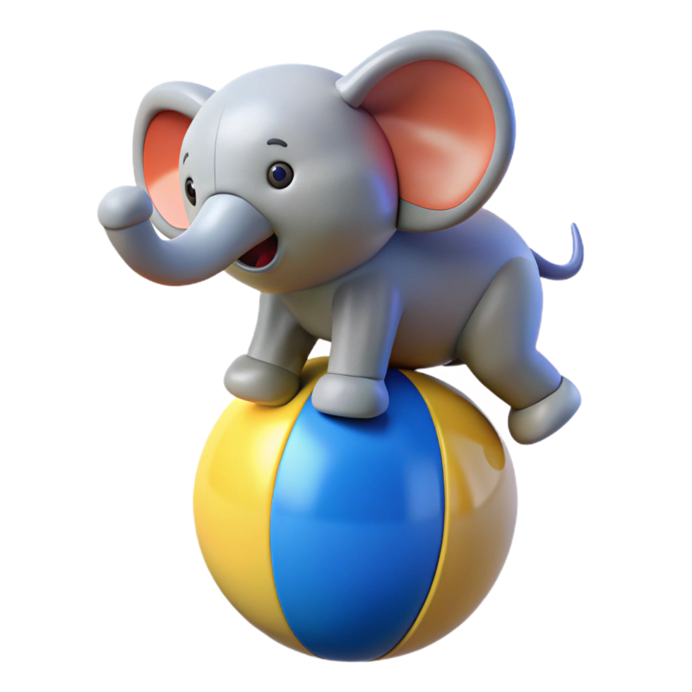 vibrant rustic magnificent creative Cute Baby Elephant 3D Render on Ball authentic authentic png