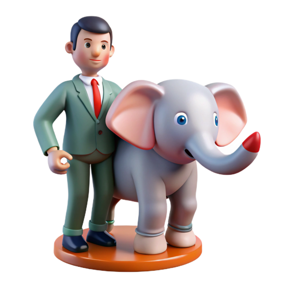 stunning artistic serene modern 3D Render Man and Elephant exclusive professional png