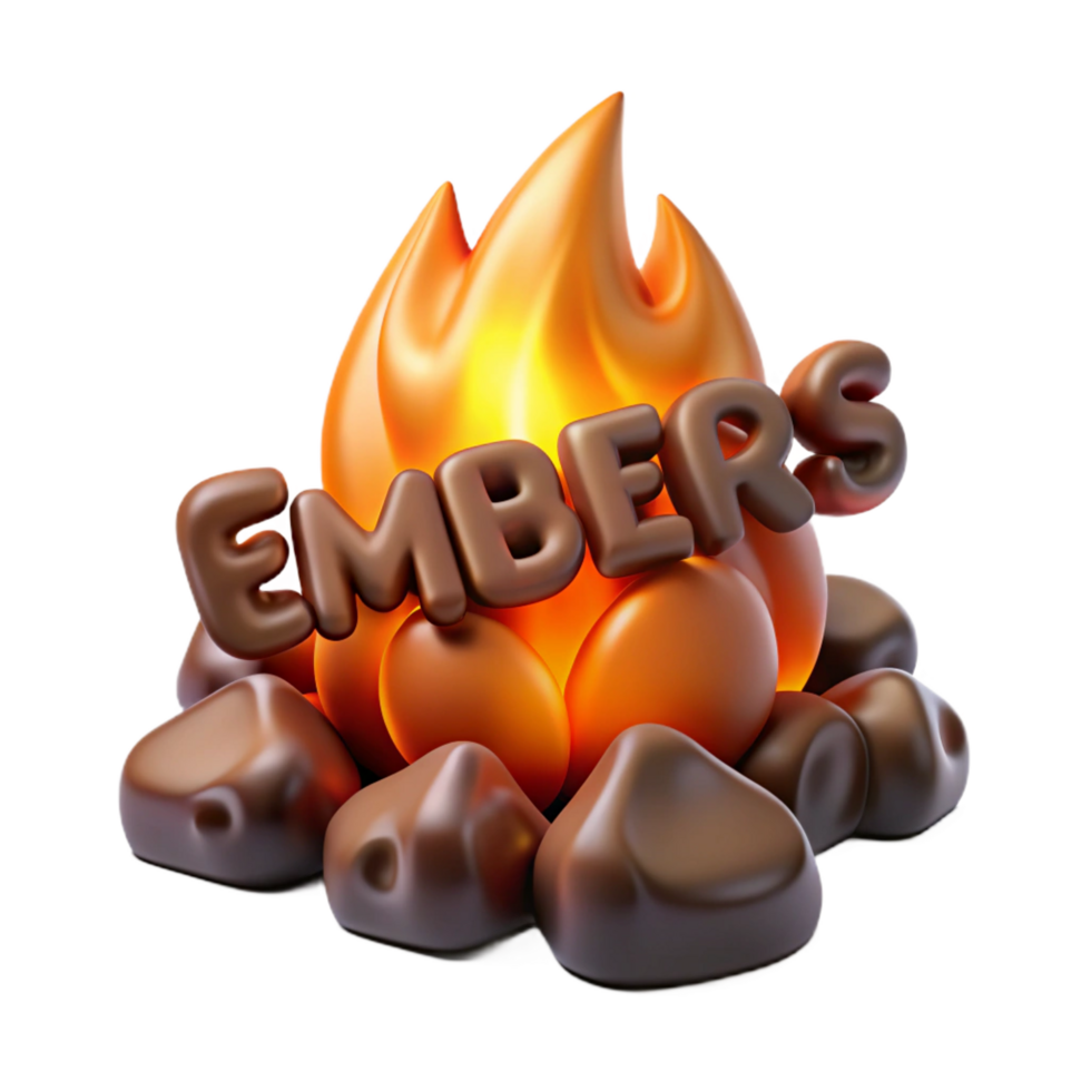 magnificent contemporary elegant classic 3D Embers Illustration Campfire Word Art professional exclusive png