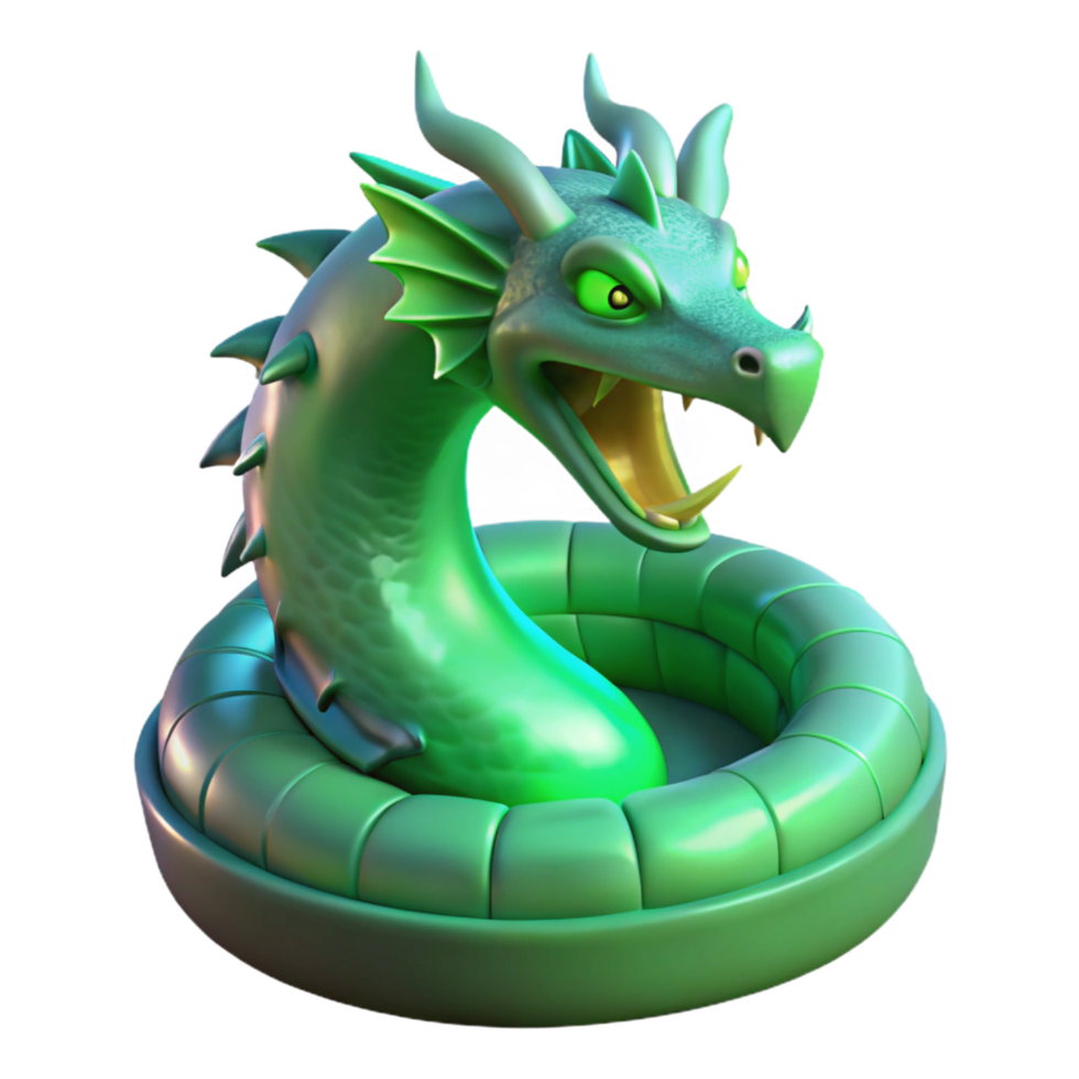 extraordinary rustic beautiful contemporary Green Dragon Pool Float 3D Render high quality high quality png