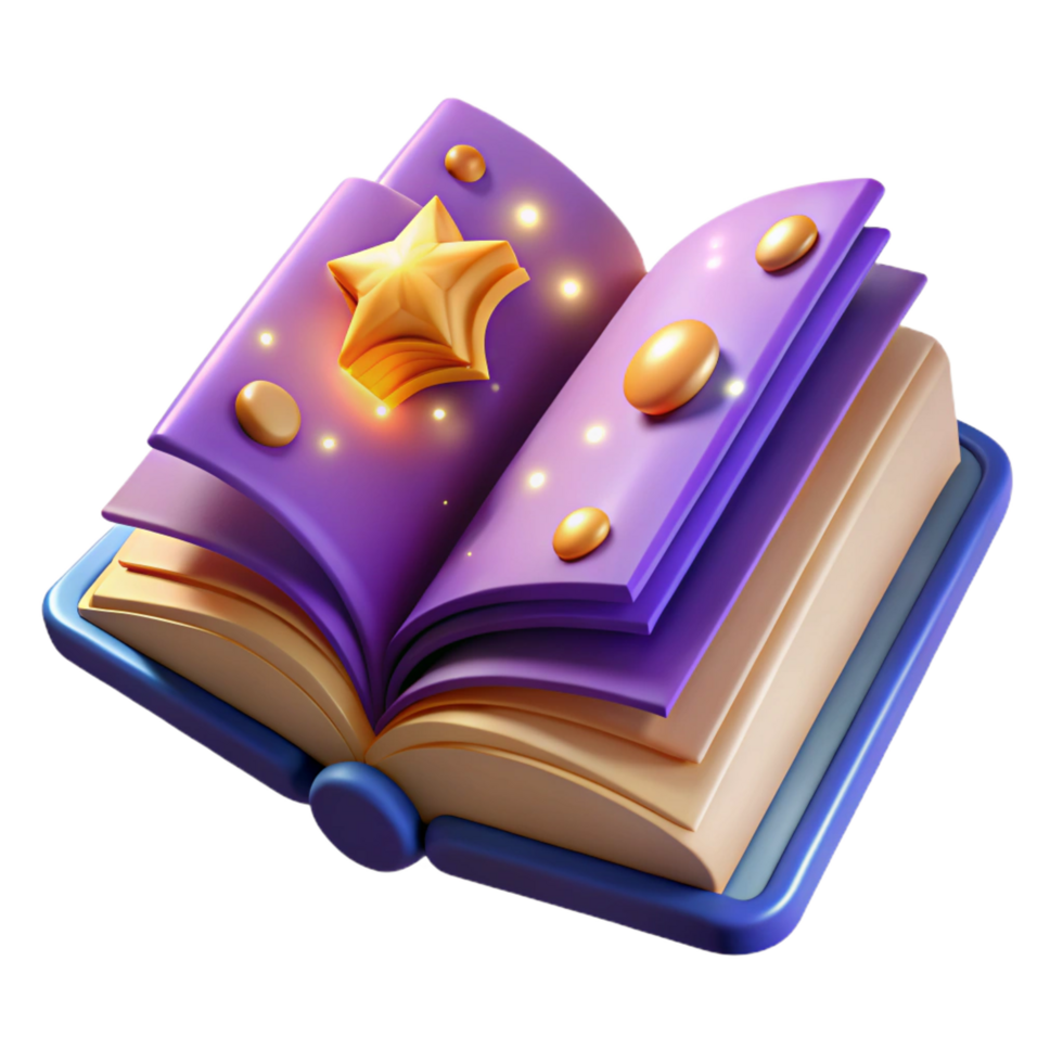wonderful contemporary dramatic rustic Magical Book 3D Illustration high quality original png