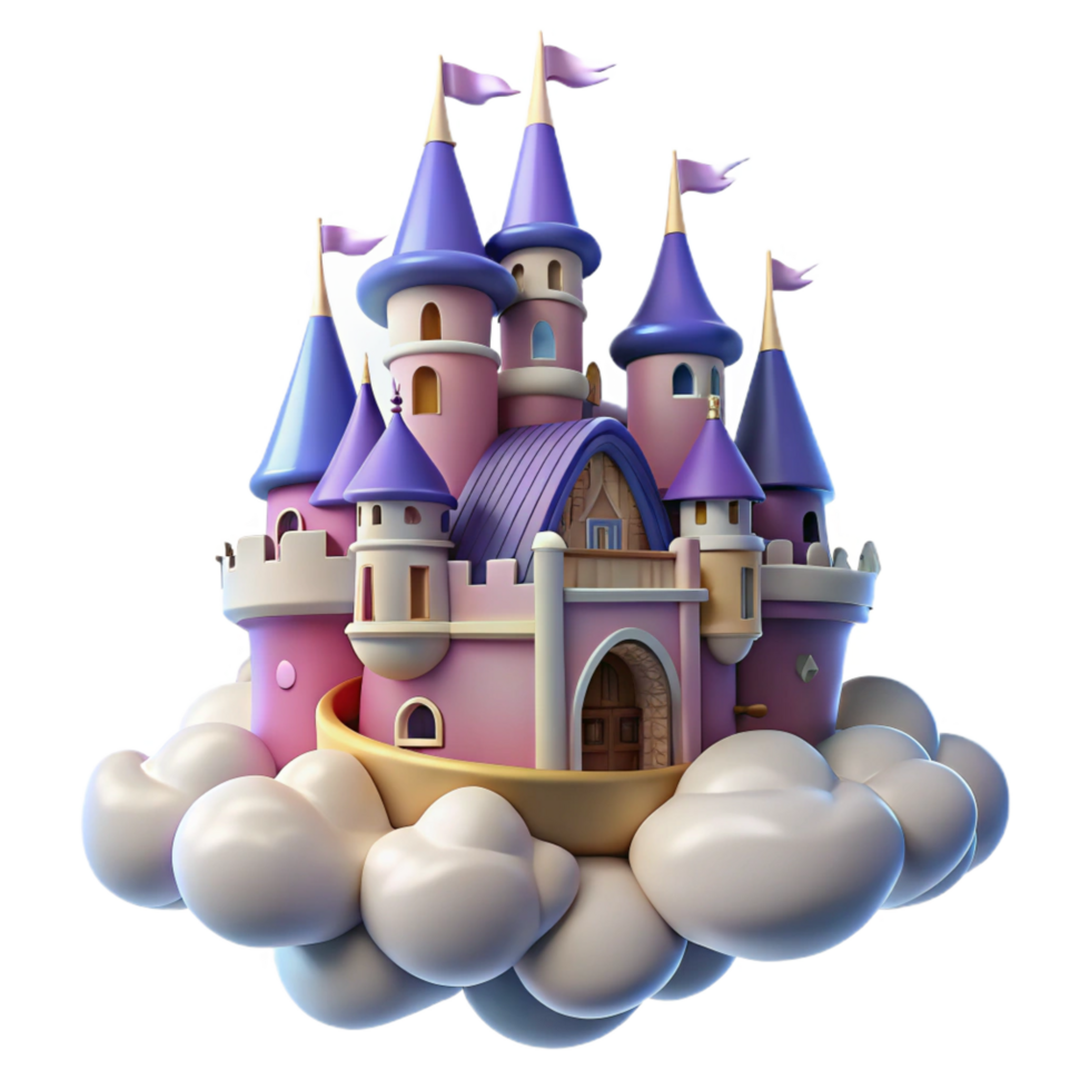 impressive creative elegant modern Enchanted 3D Castle on Clouds Illustration authentic authentic png