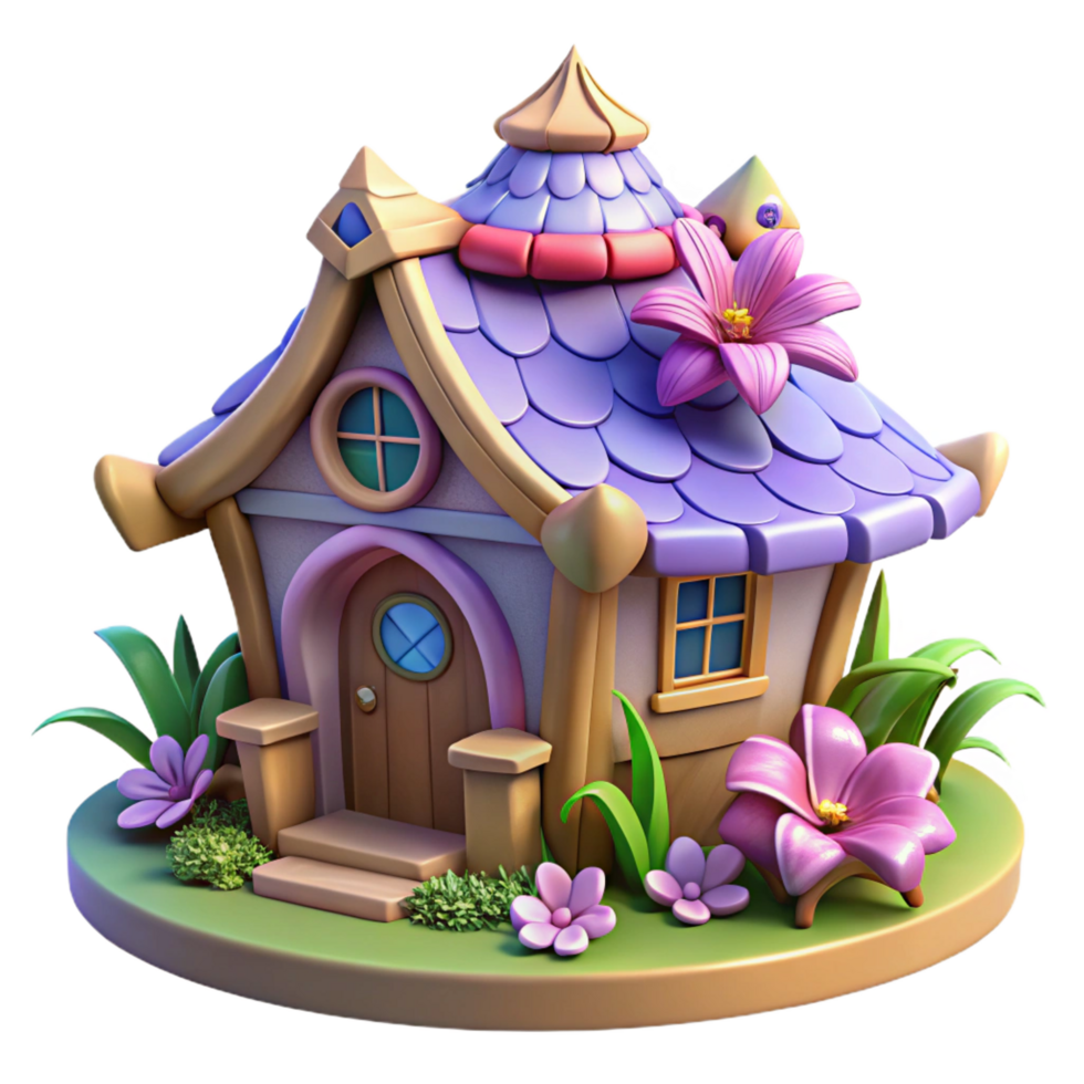 magnificent rustic elegant rustic Enchanted Fairy House 3D Render exclusive authentic png