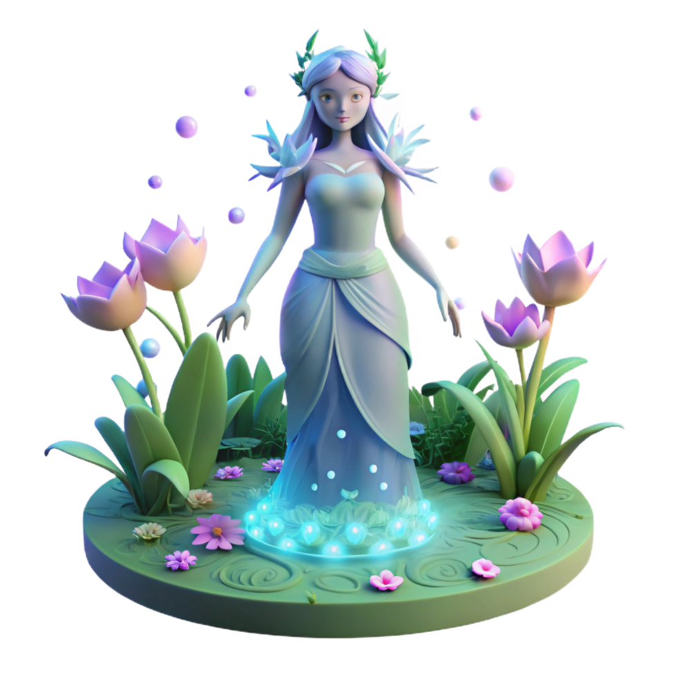 serene rustic dramatic traditional 3D Render of a Fantasy Spring Fairy 4K exclusive png