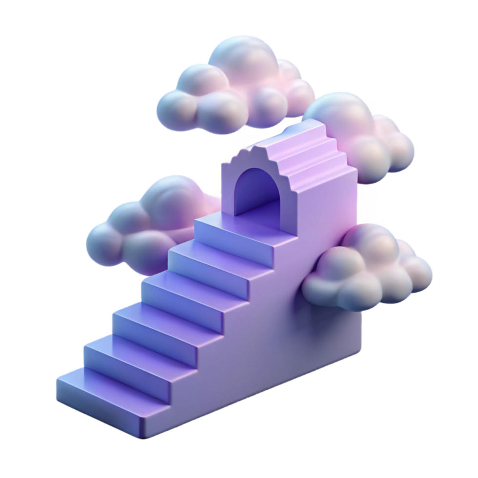 impressive abstract serene contemporary 3D Render Staircase to Heaven Cloudscape high quality original png
