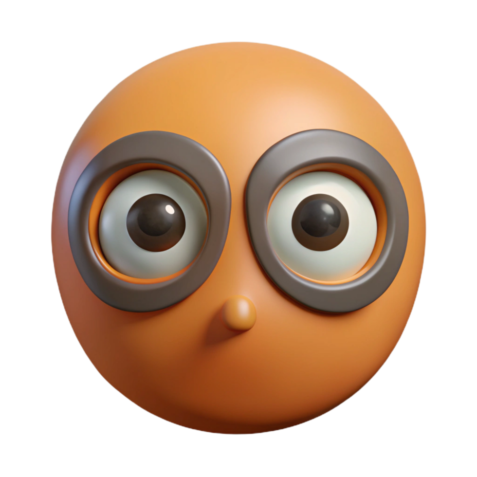 vibrant traditional dramatic rustic 3D Render Orange Emoticon with Big Eyes detailed exclusive png
