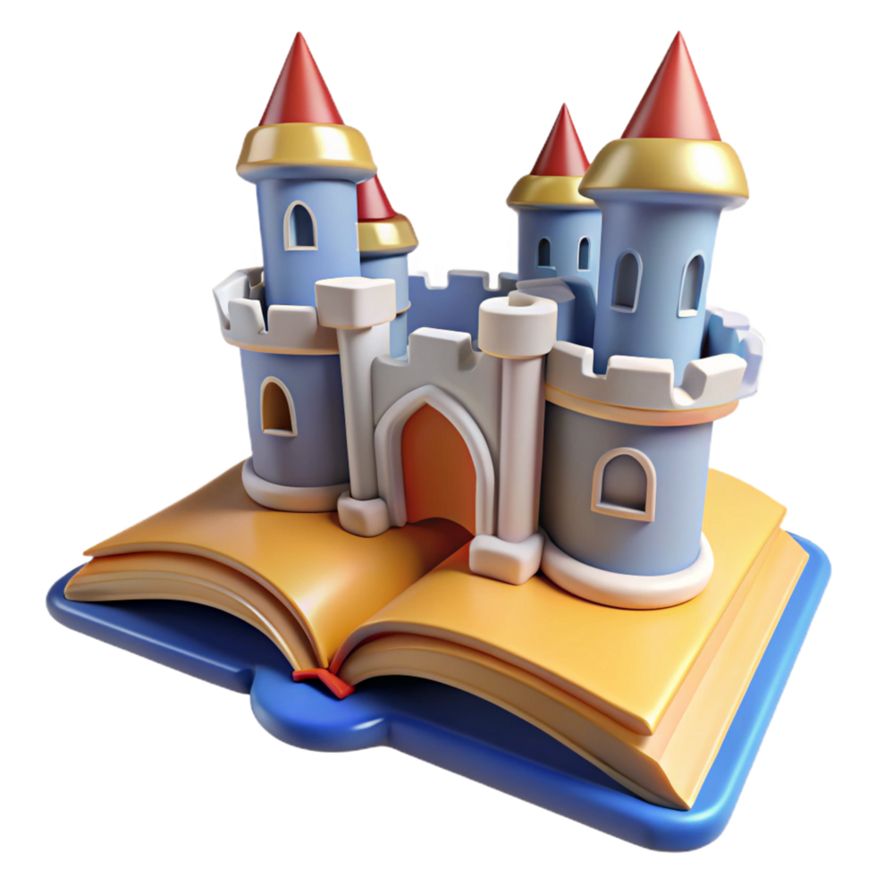stunning minimalist wonderful vintage Fairytale Castle 3D Book Illustration professional genuine png