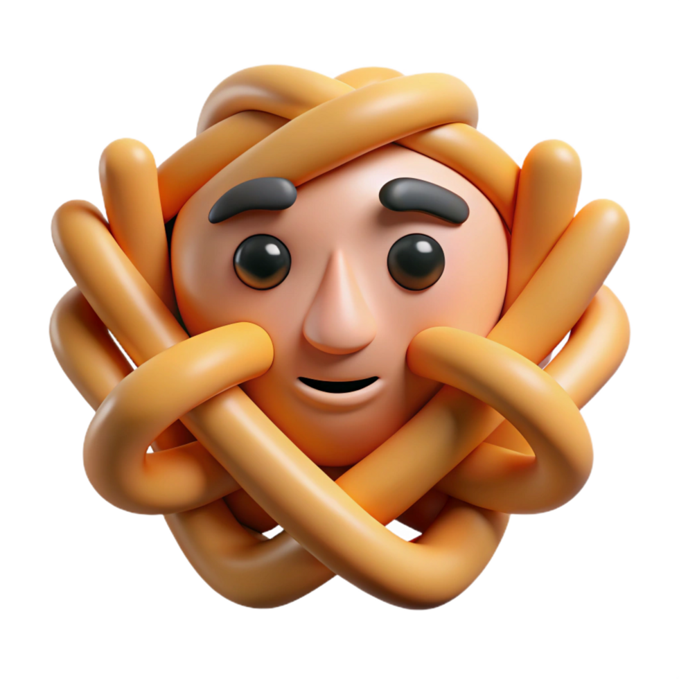 magnificent minimalist serene rustic 3D Cartoon Face Entangled high resolution high quality png