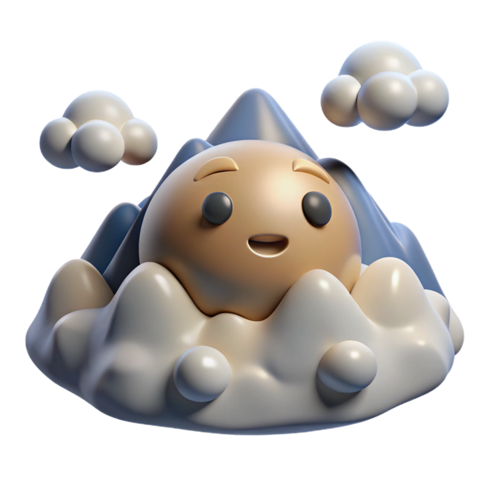 impressive modern magnificent vintage 3D Render Happy Emoticon in Clouds high resolution exclusive png