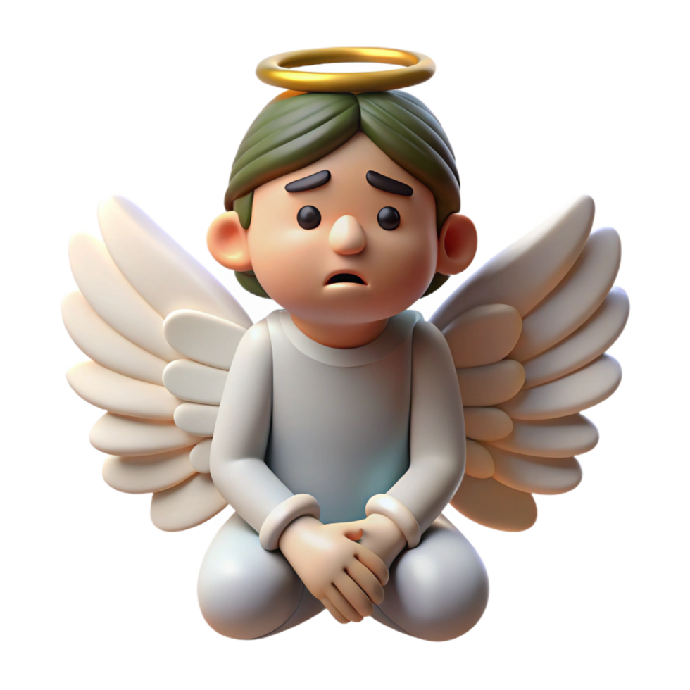 stunning rustic wonderful artistic Sad Angel 3D Render high resolution genuine png