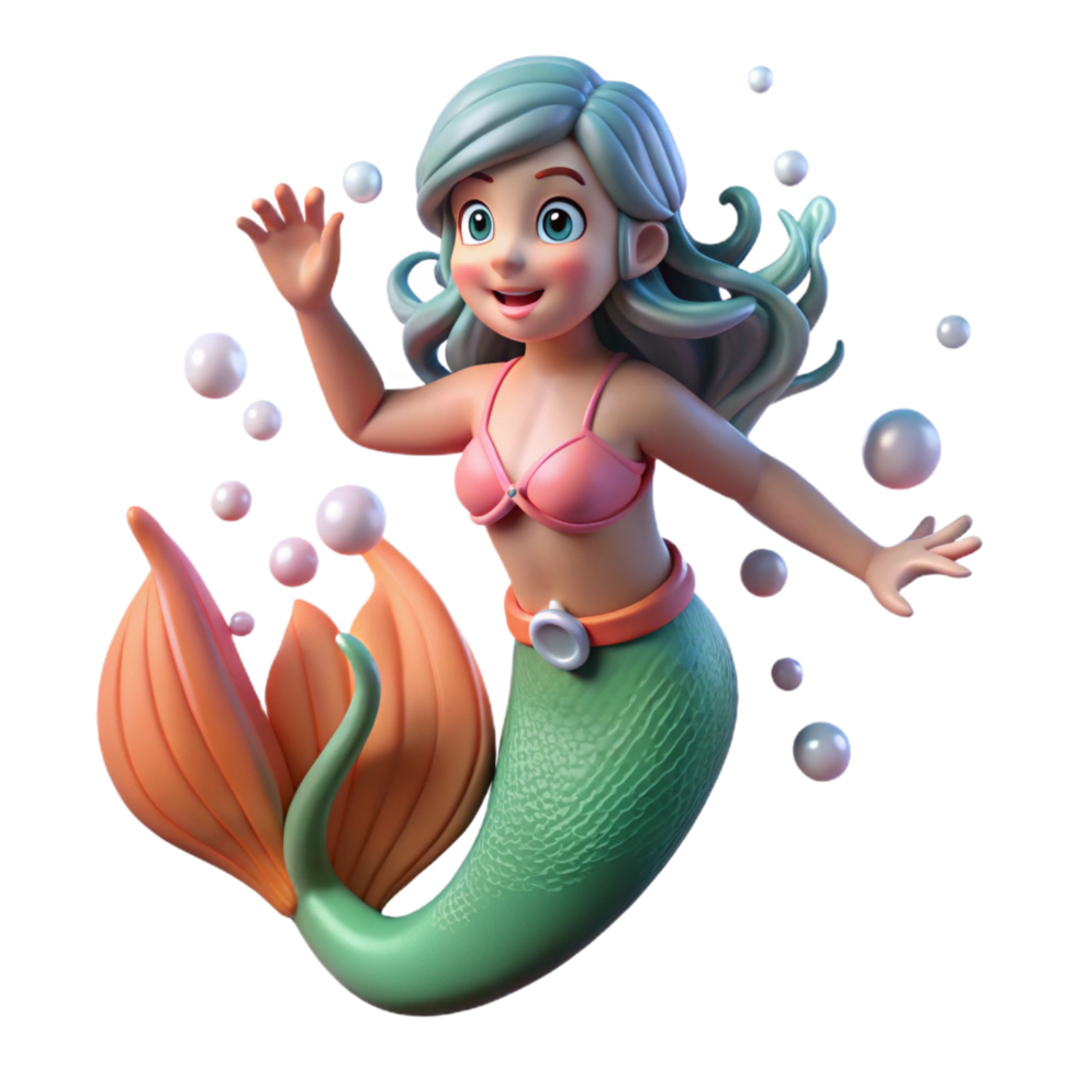 vibrant modern magnificent modern Charming 3D Mermaid Illustration genuine 4K png