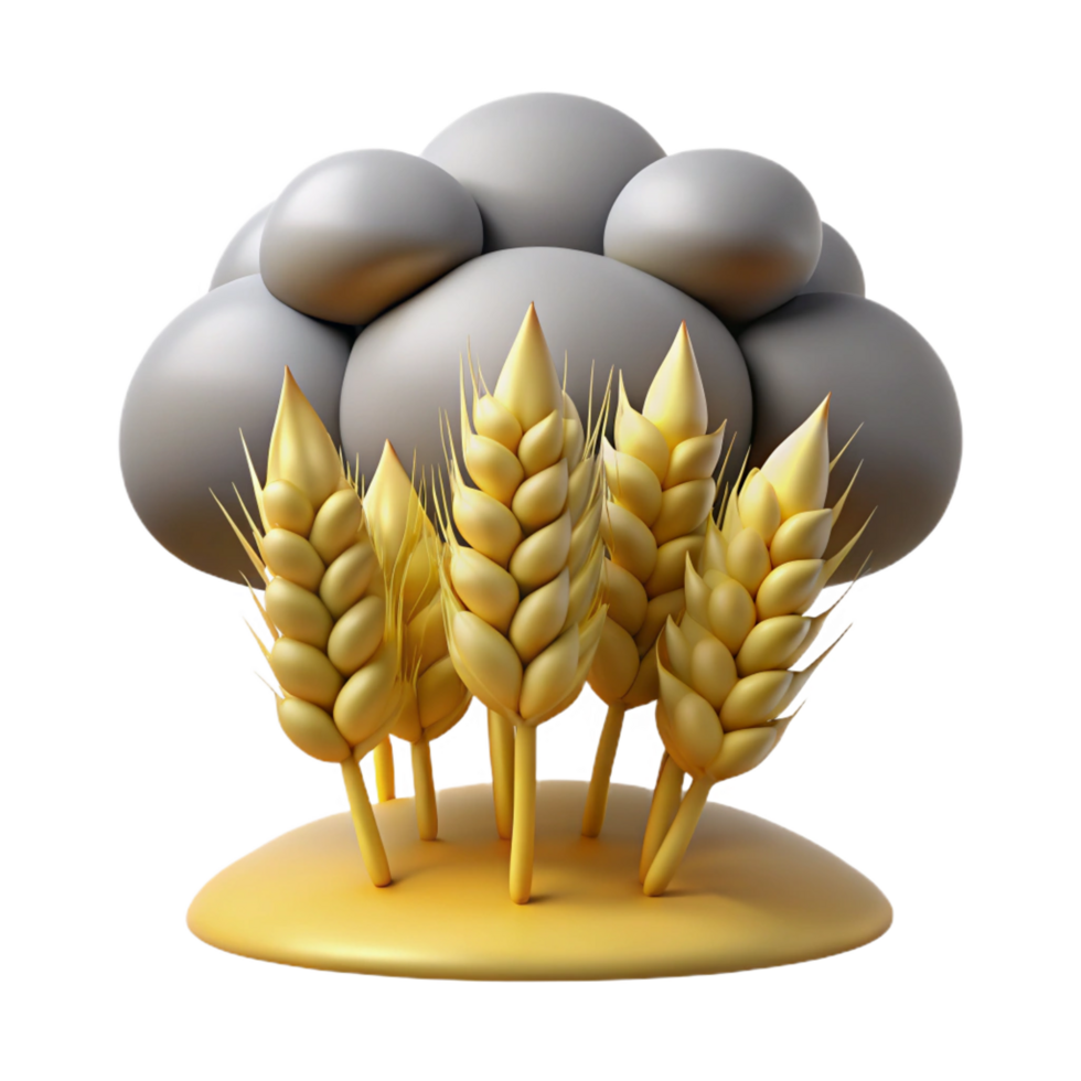 serene rustic dramatic classic Wheat Stalks under Storm Clouds 3D Render 4K high quality png