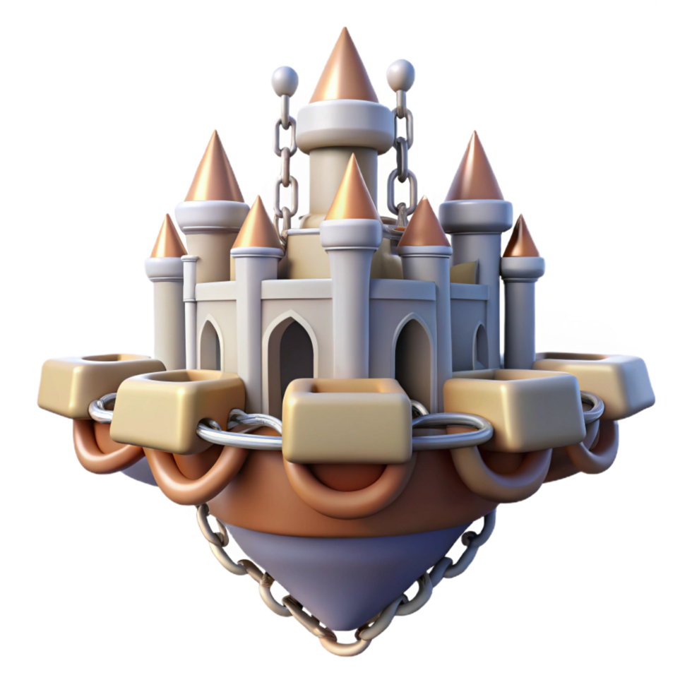 wonderful classic wonderful vintage Floating Castle 3D Render high quality original png