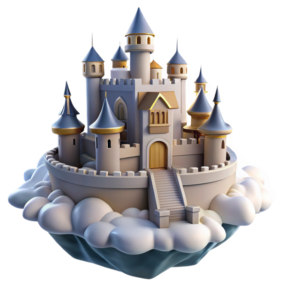 magnificent traditional magnificent abstract Fairytale Castle 3D Render exclusive 4K png