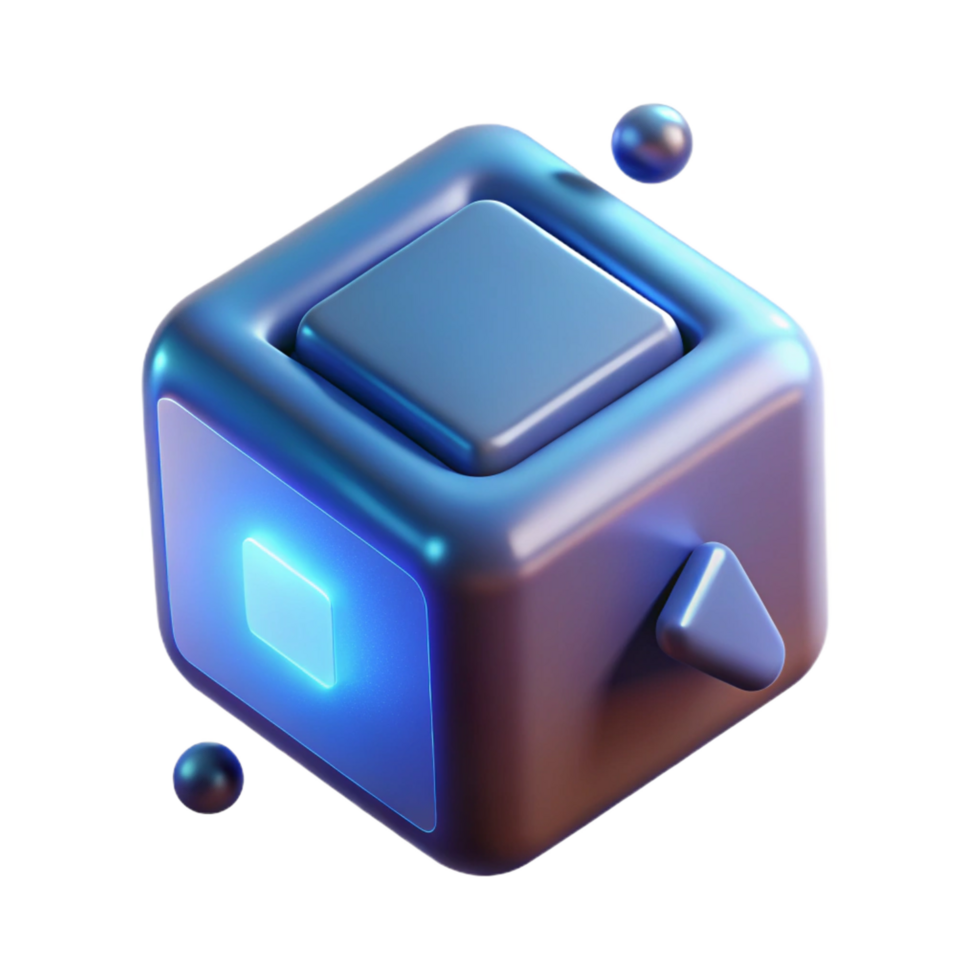 serene modern beautiful minimalist 3D Render Abstract Cube Button authentic high resolution png