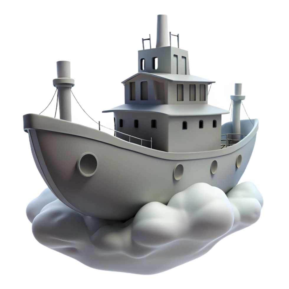 wonderful rustic magnificent creative 3D Render of Ship on Clouds detailed premium png