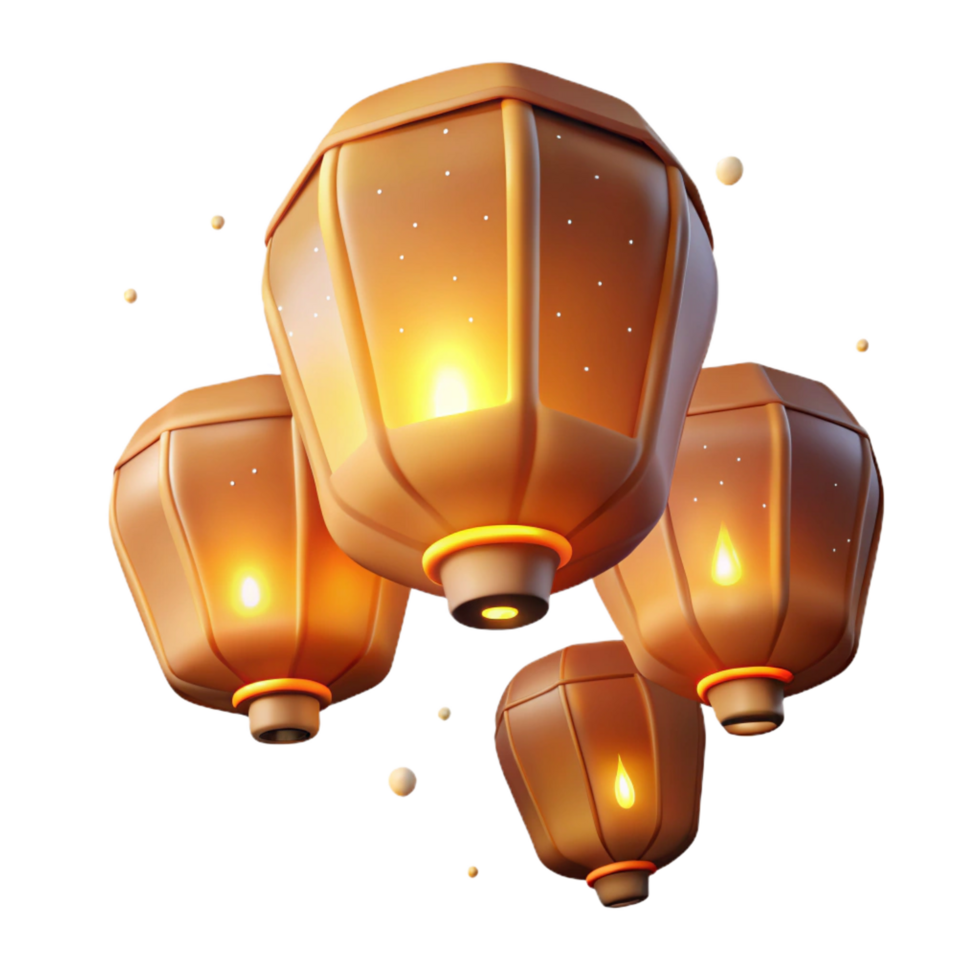 serene creative elegant traditional Glowing 3D Lanterns Illustration high quality exclusive png