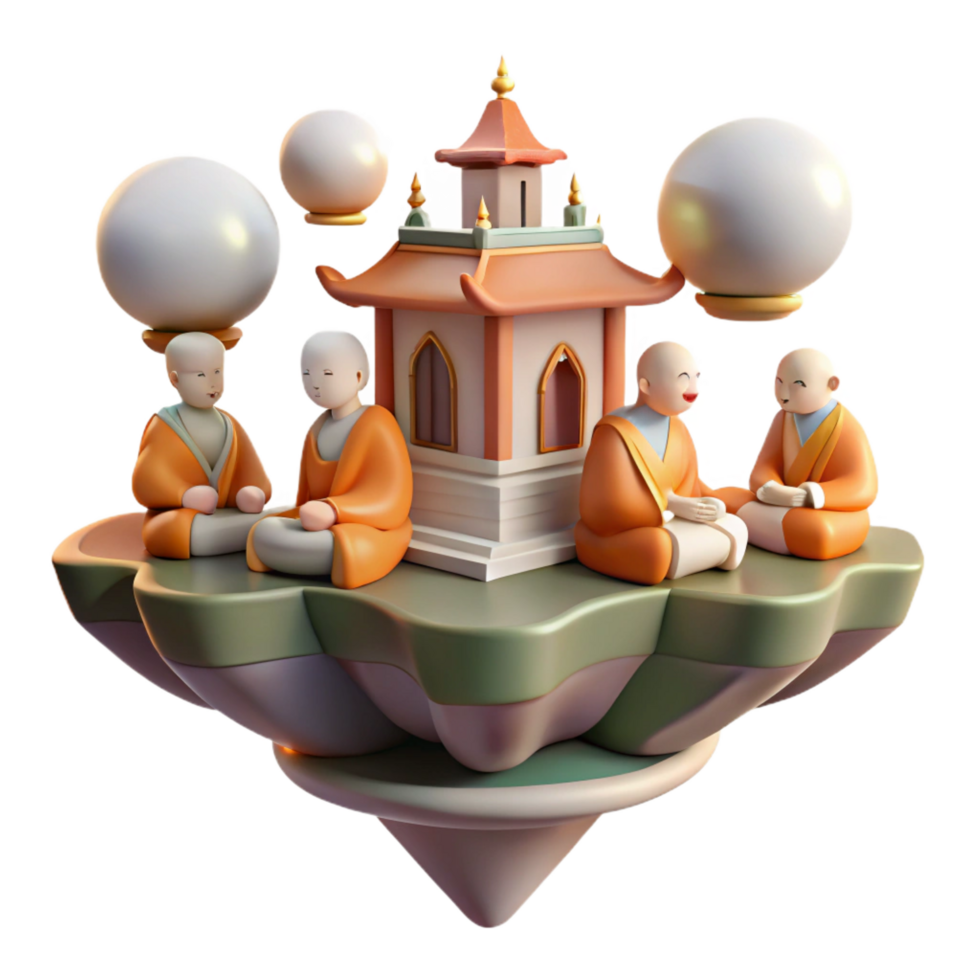 magnificent rustic dramatic traditional 3D Illustration Peaceful Monks Temple exclusive high quality png
