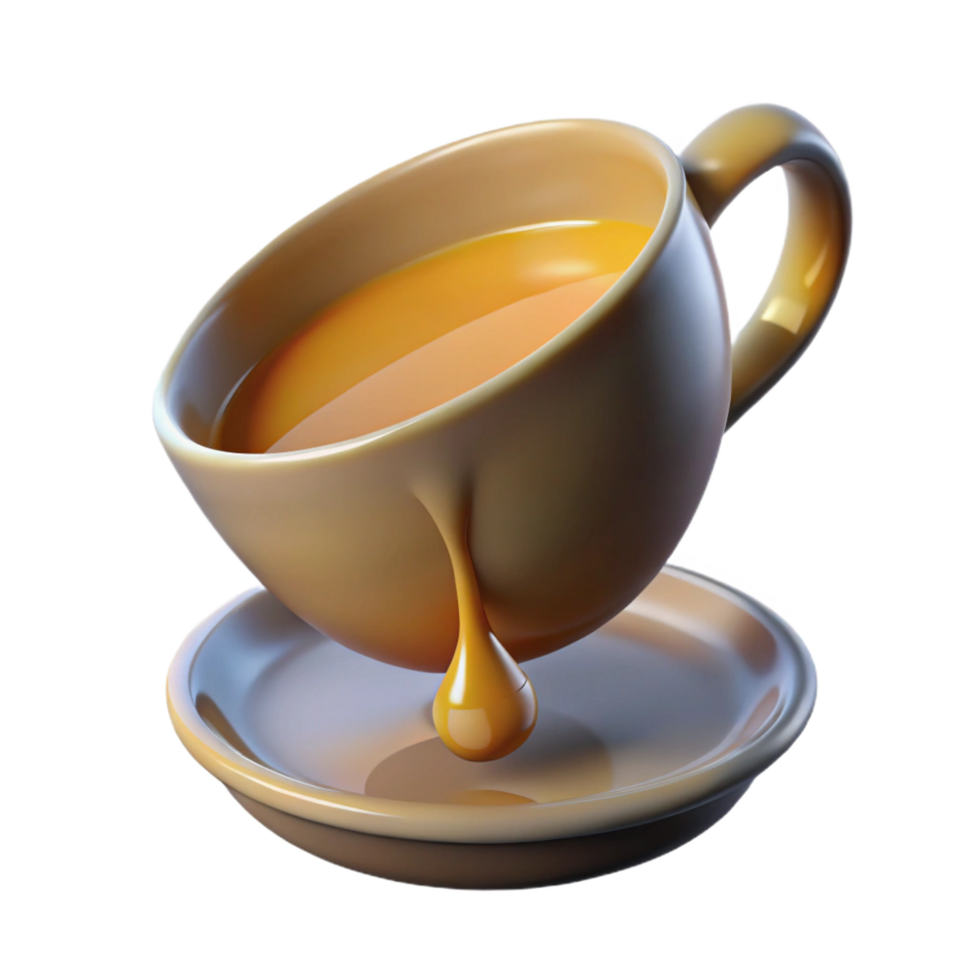 magnificent vintage serene modern 3D Render Melted Teacup Illustration detailed high resolution png