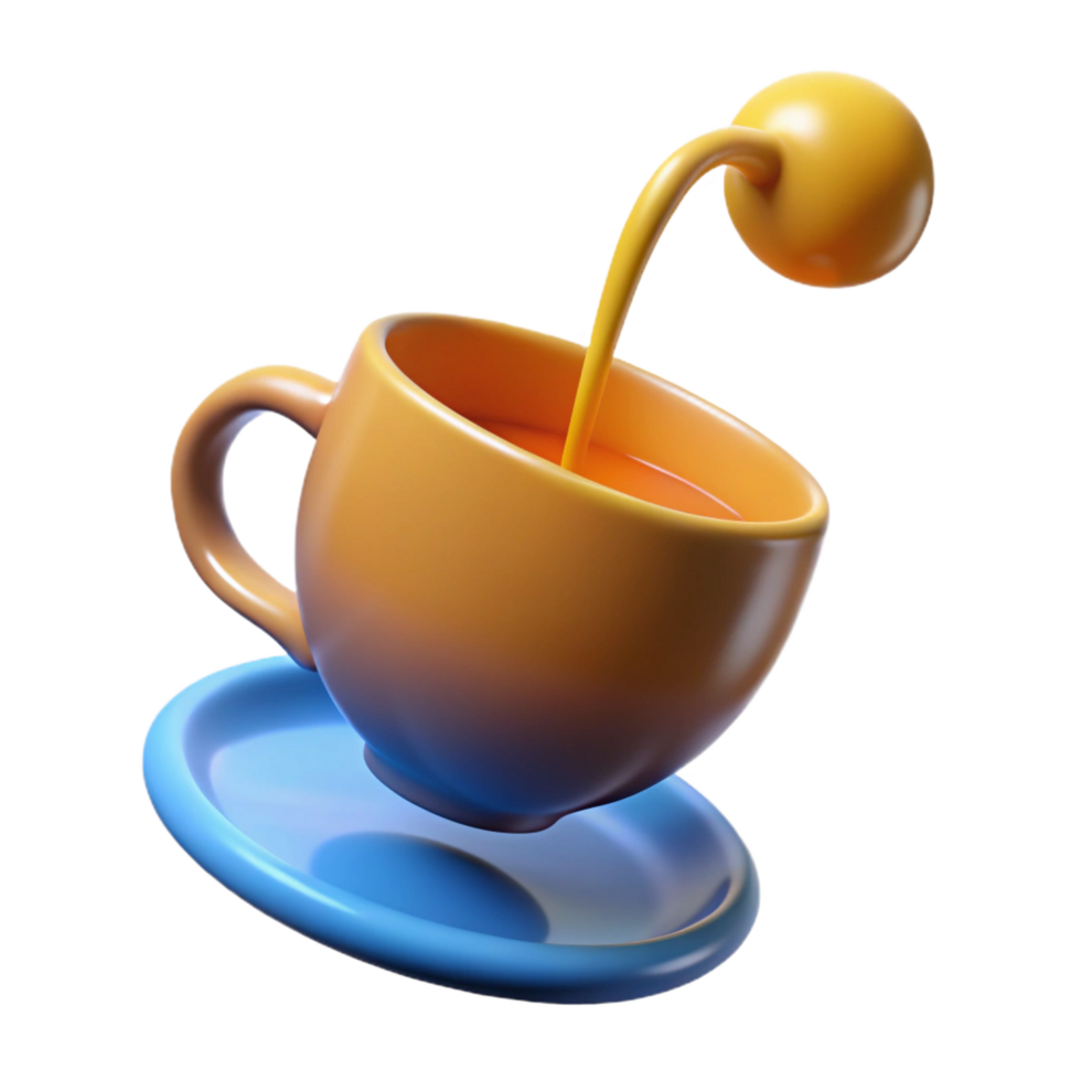wonderful creative stunning modern 3D Render of Orange Tea Cup detailed high resolution png