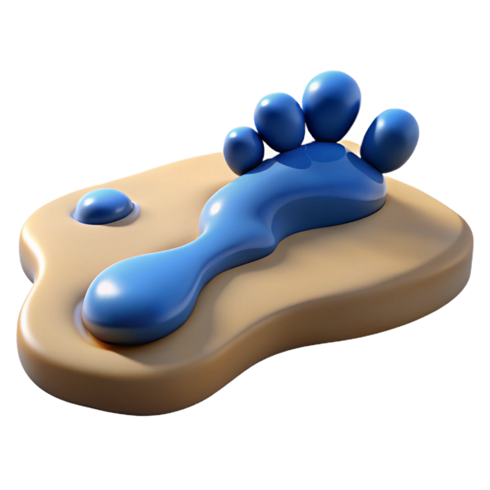 stunning vintage vibrant contemporary 3D Render Blue Foot Print Abstract Background original genuine png