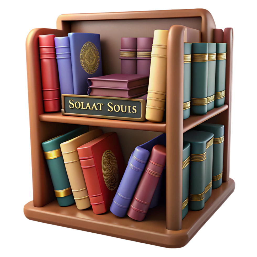 stunning vintage elegant traditional 3D Bookcase Illustration A Collection of Antique Books 4K authentic png