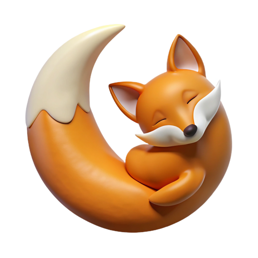 extraordinary minimalist stunning vintage Sleeping Fox 3D Render exclusive authentic png