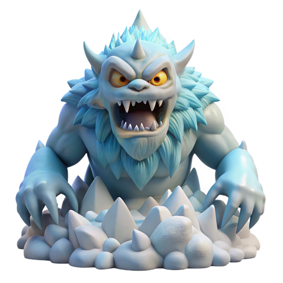 elegant contemporary wonderful classic Ferocious Ice Monster 3D Render professional professional png