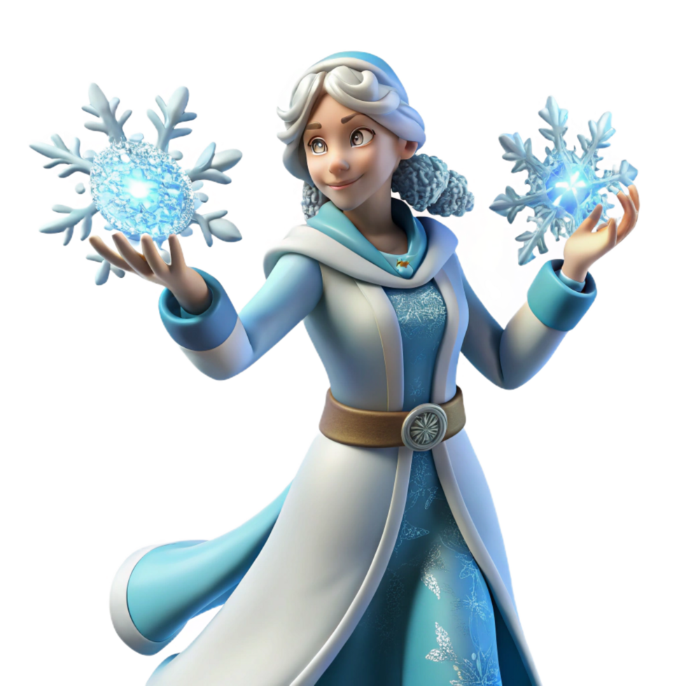 vibrant classic stunning contemporary Winter Sorceress 3D Render high resolution high resolution png