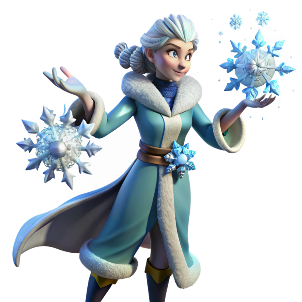 vibrant abstract extraordinary classic Winter Wonderland 3D Render Snow Queen original 4K png