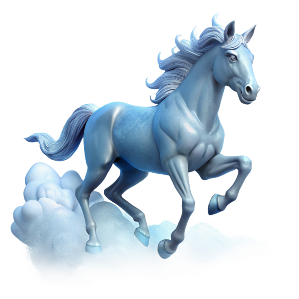 extraordinary modern serene modern Ice Blue Unicorn 3D Render exclusive original png