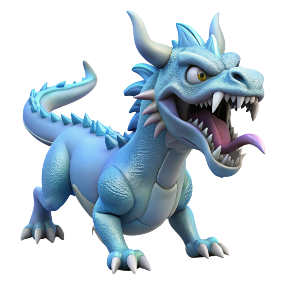 magnificent classic magnificent modern 3D Render of a Blue Dragon high quality authentic png