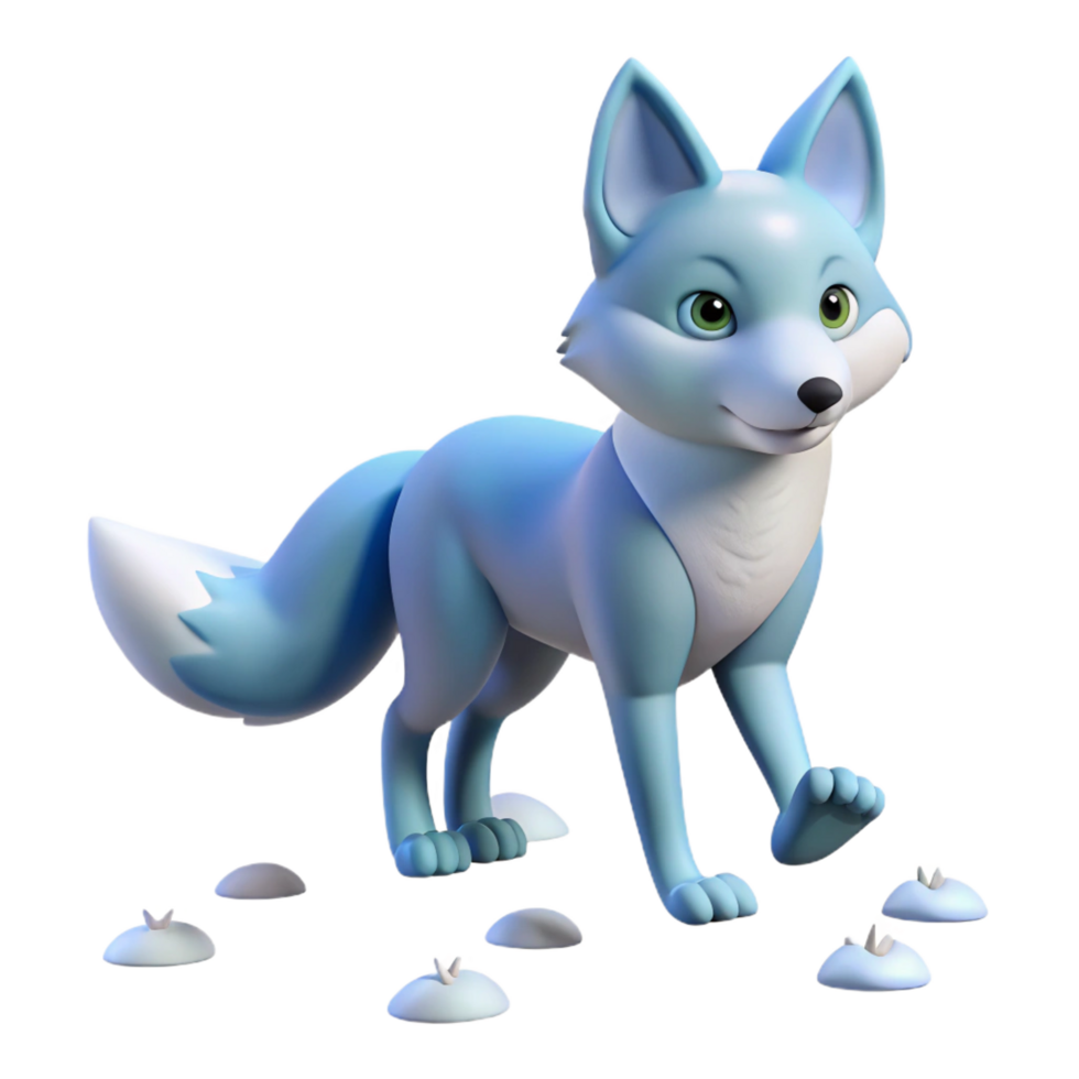 impressive contemporary wonderful creative Cute Blue Fox 3D Render premium premium png