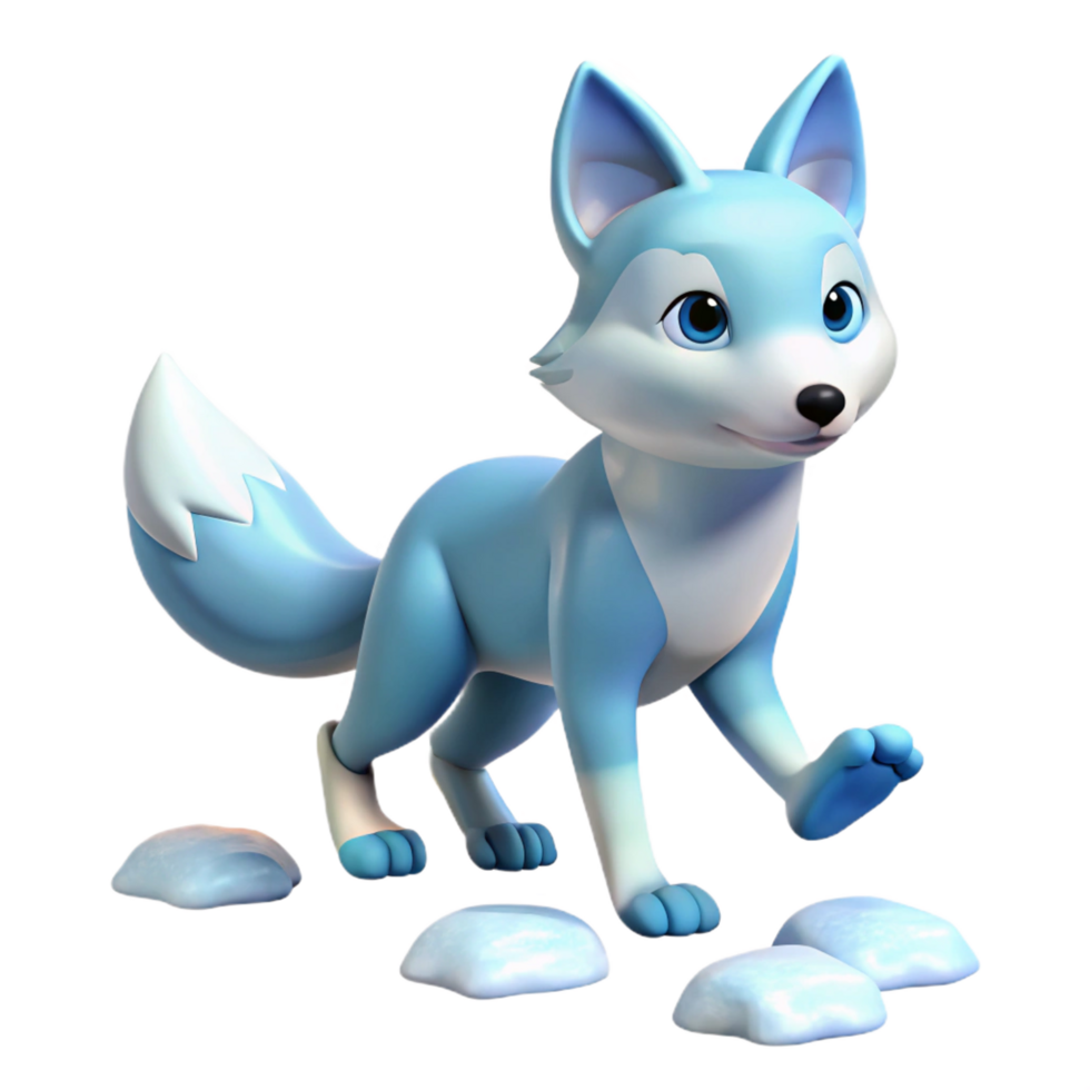 extraordinary abstract serene creative Cute Arctic Fox 3D Render high resolution high resolution png
