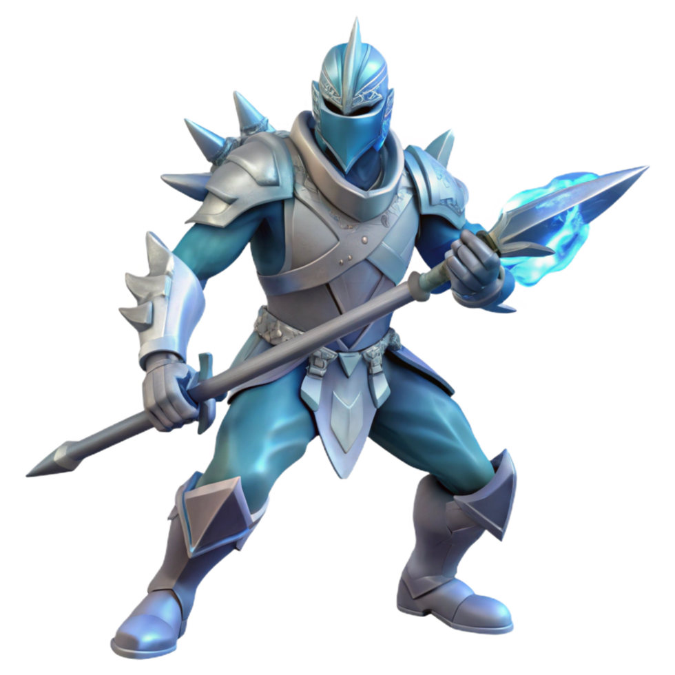 magnificent creative impressive rustic Ice Knight 3D Render detailed genuine png