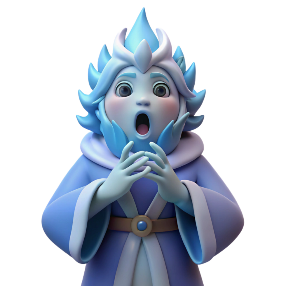beautiful contemporary stunning rustic Surprised Ice King 3D Render detailed high resolution png
