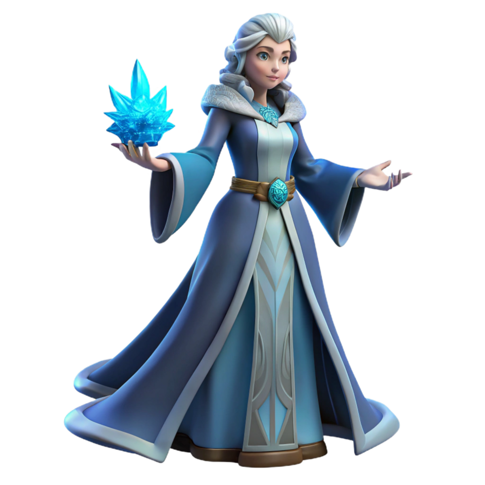 impressive abstract serene minimalist 3D Render of a Winter Sorceress original authentic png