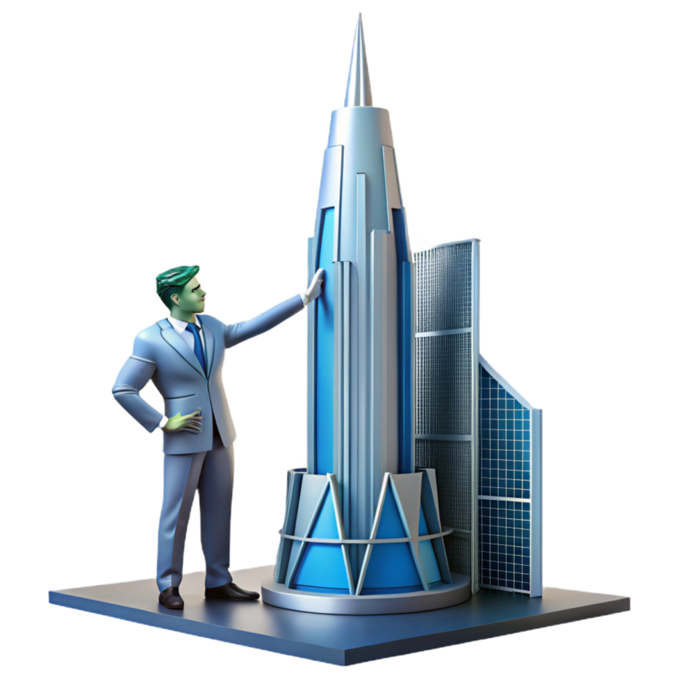 elegant contemporary wonderful minimalist 3D Illustration Modern Skyscraper Design detailed high resolution png