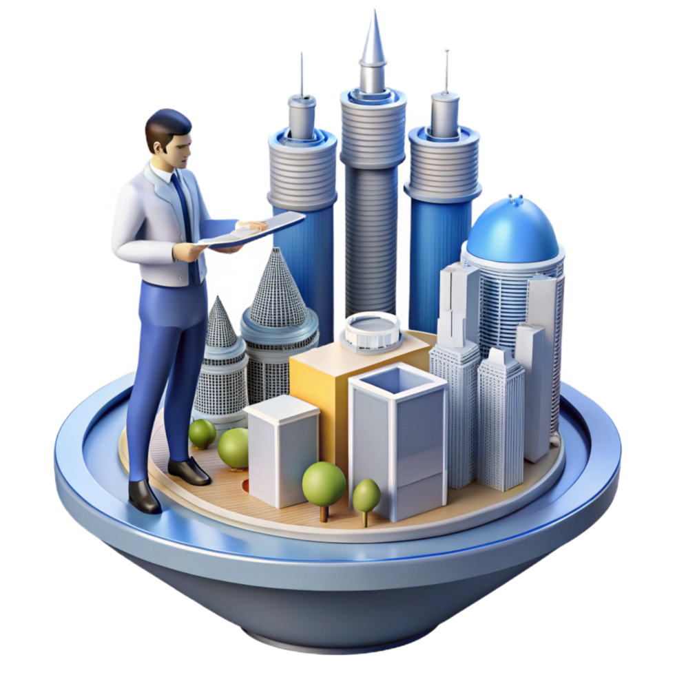 extraordinary contemporary magnificent modern 3D Cityscape Illustration Urban Planning Concept authentic original png
